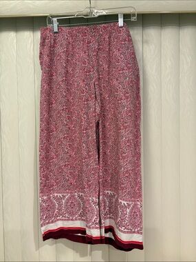 J. Jill Pink Paisley Wide-Leg Pull-On Pants